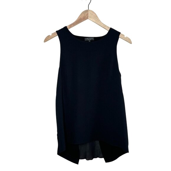 Rag & Bone Black Sleeveless blouse Layered Asymmetrical Hem Top M - Picture 1 of 10